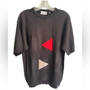Rare Vintage NWT Made in Italy Corsario Black Geometric Short Sleeve Sweater Mod